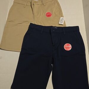 Lot Of 2 THE CHILDREN'S PLACE Girls Uniform Shorts Stretch Khaki & Navy Size 12